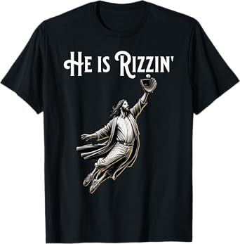 Funny Sports Rizz He is Rizzin Jesus Playing Baseball T-Shirt