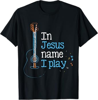 In Jesus Name i Play Guitar Christian Vintage Guitar Player T-Shirt