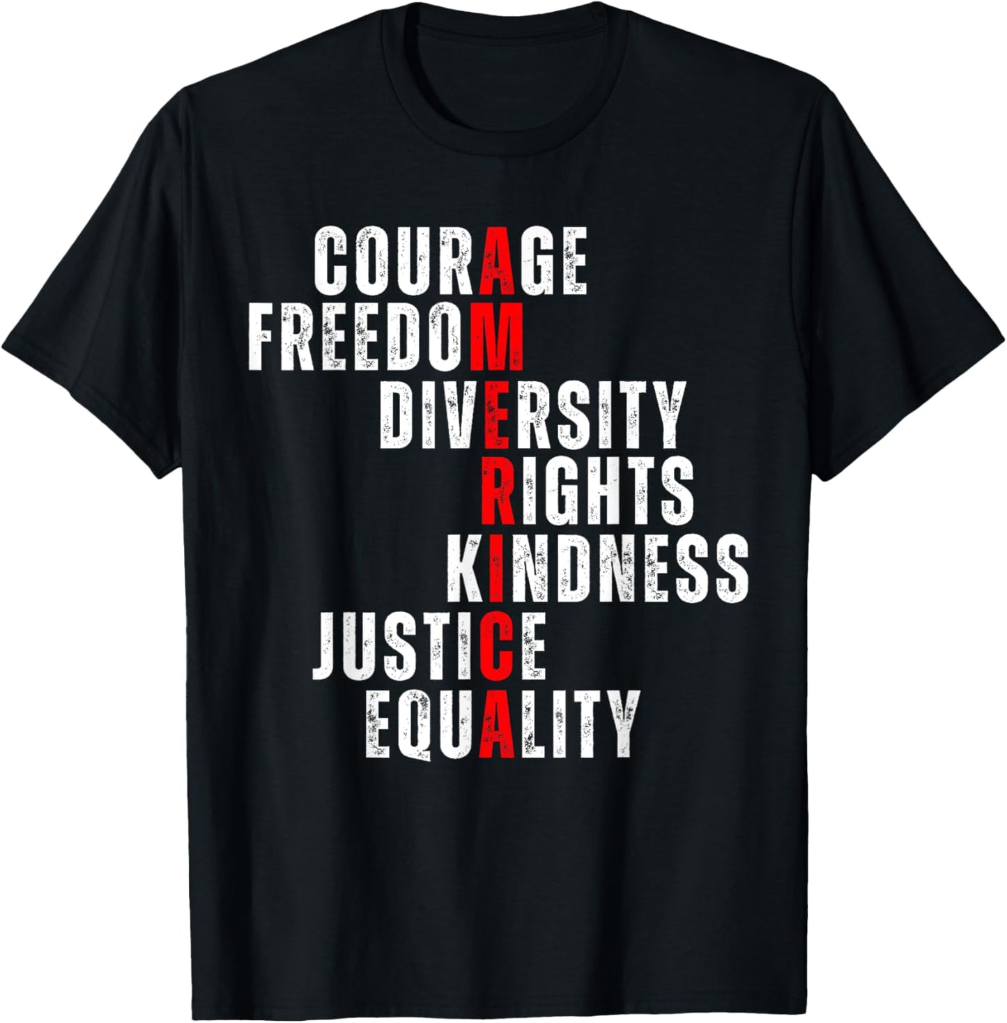 America Values Courage Freedom Equality Rights 4th Of July T-shirt