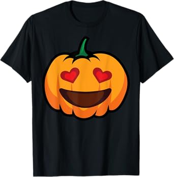 Pumpkin Big Smile & Love Eyes Funny Halloween Costume T-Shirt