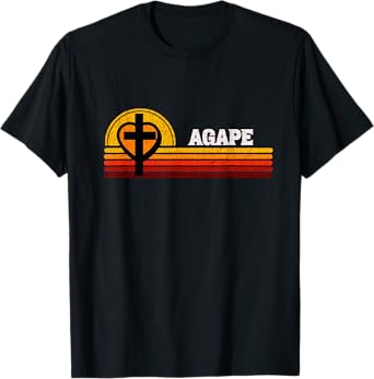 Agape God Love and Man Cross Heart Christian Faith T-Shirt
