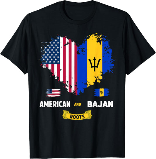 Bajan American Ideas For Kids Barbadian USA Flag Bajan Roots T-Shirt
