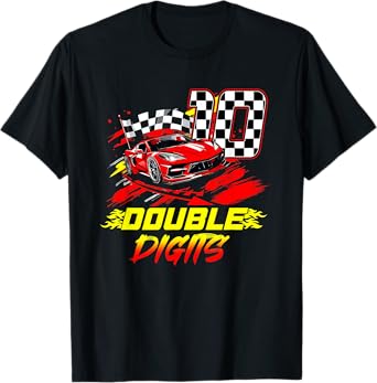 10th Birthday Race Car Double Digits 10 Years Old Boy T-Shirt