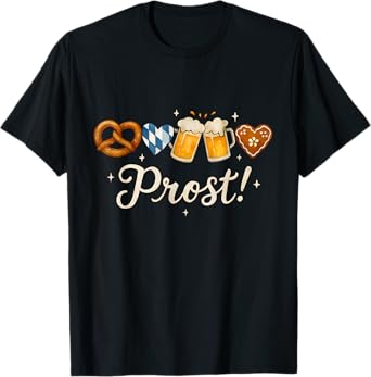 Prost Beer Design | Bavarian Pretzel Heart Mug Tee T-Shirt