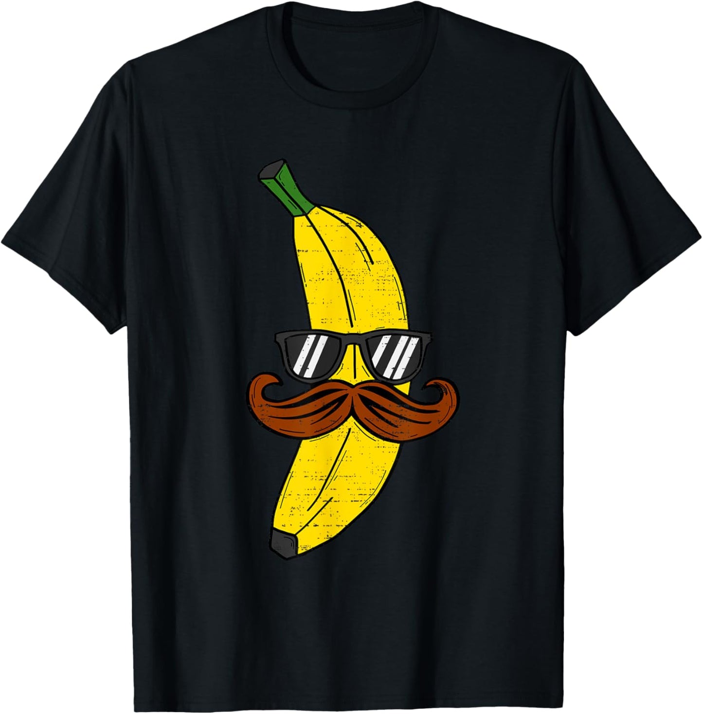 Funny Banana Mustache Sunglasses Fruit Face Kids Boys Mens T-Shirt
