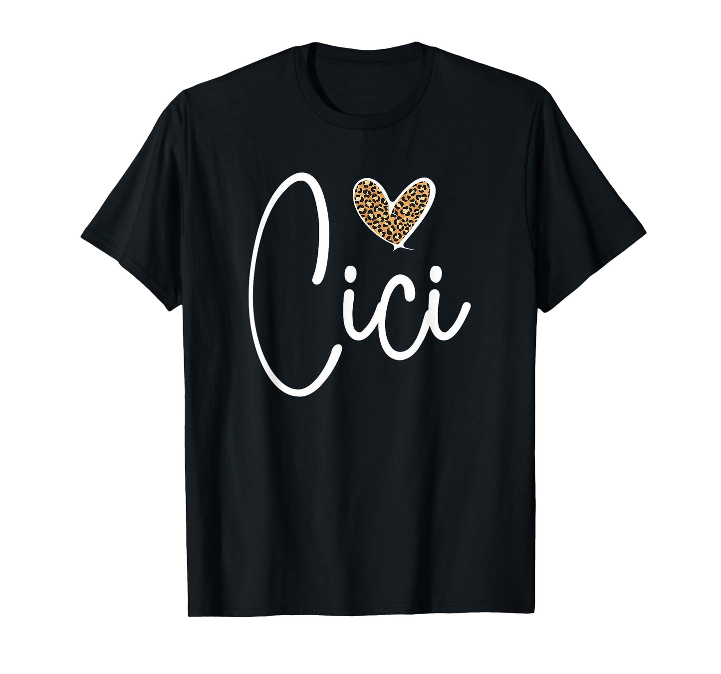 Mother's Day Cici Grandma Leopard Print Crew Neck Short Sleeve Straight Fit T-Shirt - Black - Women's - Small