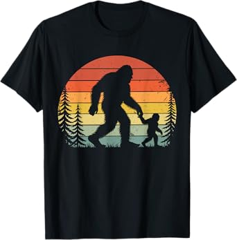 Retro Vintage Bigfoot Dad Fathers Day Father Son Matching T-Shirt