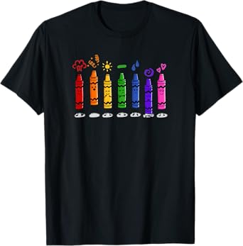 Colorful Color Crayon Attitudes Emotions of the Rainbow T-Shirt