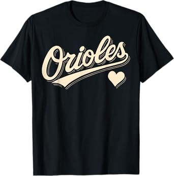 Retro Orioles Vintage Heart Look Gift For Men Women Kids T-Shirt