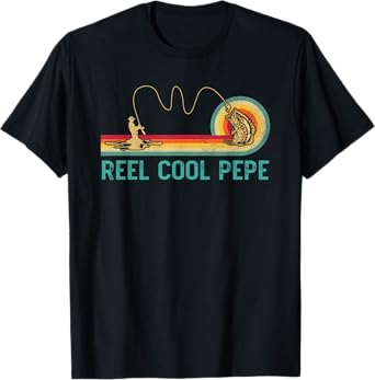 Reel Cool Pepe Vintage Retro Fishing Funny Fisherman Pepe T-Shirt