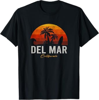 Del Mar California Retro Surfer Vintage Beach Men Women T-Shirt