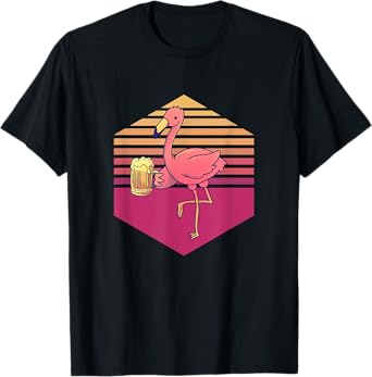 Flamingo Drinking Beer Vintage T-Shirt