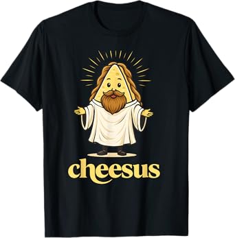 Cheesus Funny Christian Cheese Cartoon Religious Men Women T-Shirt