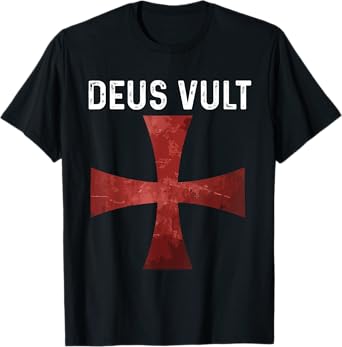 Deus Vult - Catholic Crusader Templar Knight - Scarlet Cross T-Shirt