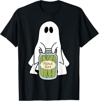Pickle Slut Cute Ghost Vintage Canned Pickles Halloween T-Shirt