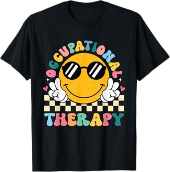 Groovy Occupational Therapy Smile Face Therapist OT Month T-Shirt