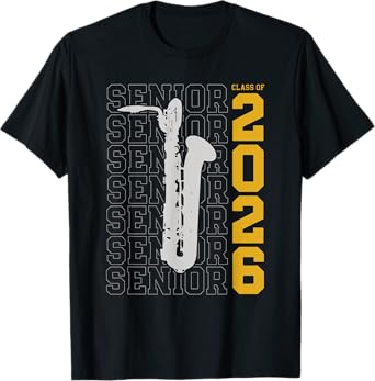 Class of 2026 Senior Bari Sax for Baritone Saxophone Player T-Shirt