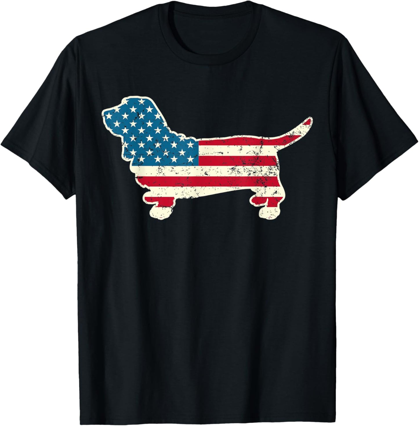 Basset Hound 4th of July Men Women USA American Flag Dog T-Shirt