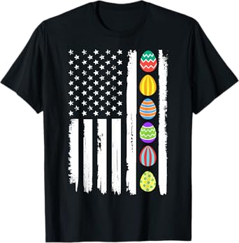 Patriotic easter with eggs in american flag T-Shirt