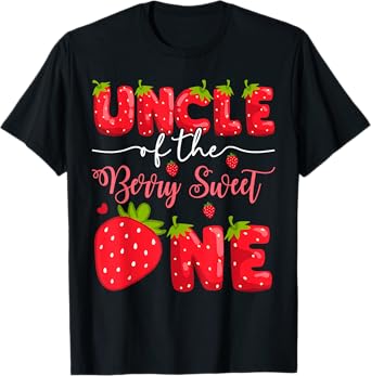 Uncle Of The Berry Sweet One 1St Birthday Strawberry T-Shirt
