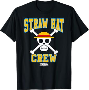 One Piece Anime Straw Hat Crew Athletic Type Jolly Rogers T-Shirt