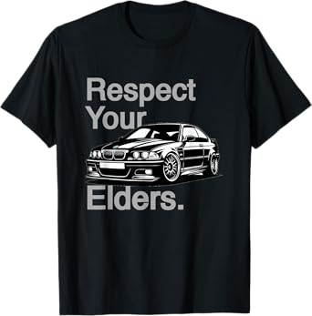 Russ Designs Respect Your Elders Vintage Euro E46 3 Series Unisex-Adults T-Shirt, Black, Small