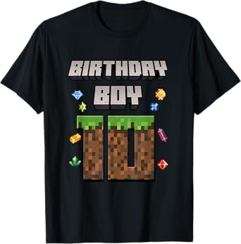 10th Birthday 10 Years Old Video Gamer Pixel Birthday Boys T-Shirt