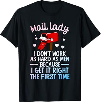Mail Lady Design For Women Girls Postal Worker Mail Carrier T-Shirt