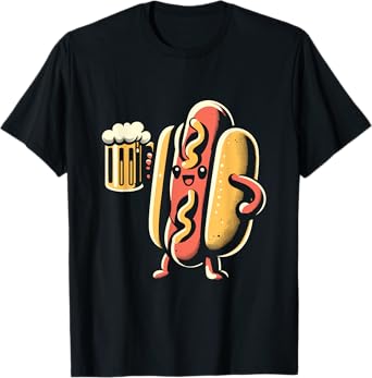 Hot Dog And Beer - Vintage Hotdog Just Here for the Wieners Men Women T-Shirt