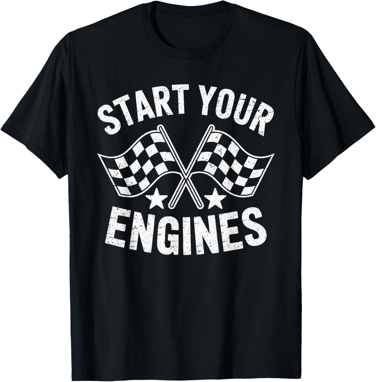 Vintage Start Your Engines Checkered Flag Race T-Shirt