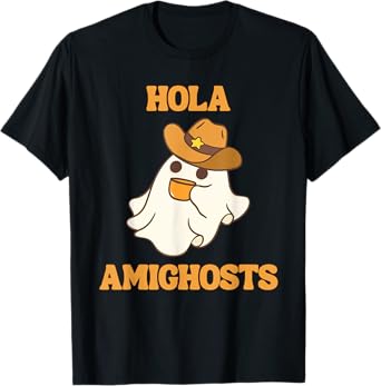 Hola Amighosts Funny Spanish Halloween Cowboy Ghost T-Shirt