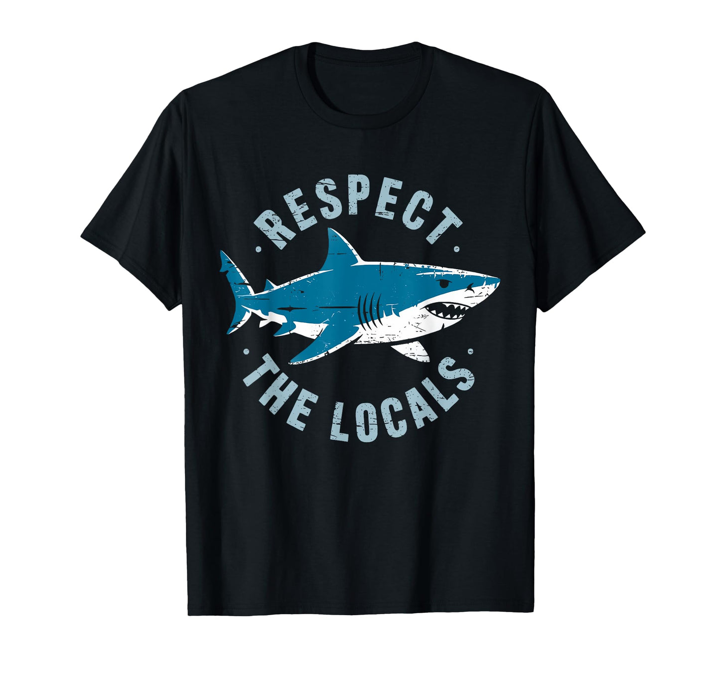 Retro Respect The Locals Shark Lover Ocean Wildlife Summer T-Shirt