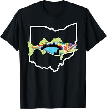 Ohio Map Walleye Fishing Freshwater Fisherman Walleye Fish T-Shirt