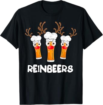 Reinbeers Funny Reindeer Beer Christmas Drinking Xmas Gift T-Shirt