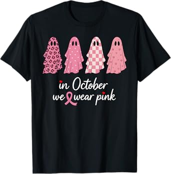 In October We Wear Pink Breast Cancer Awareness Halloween T-Shirt