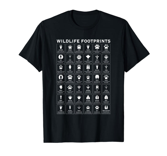 Wildlife Animal Footprints Tracks Chart T-Shirt