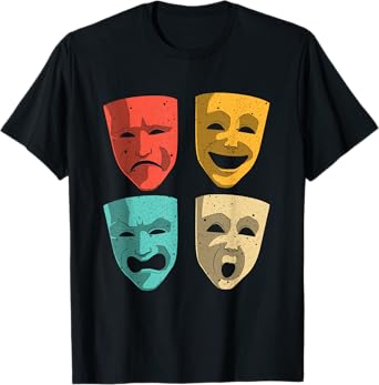 Funny Theater Design Men Women Theatre Masks Broadway Drama T-Shirt