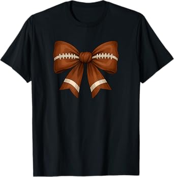 Cute Football Coquette Bow Cute Football Mom T-Shirt