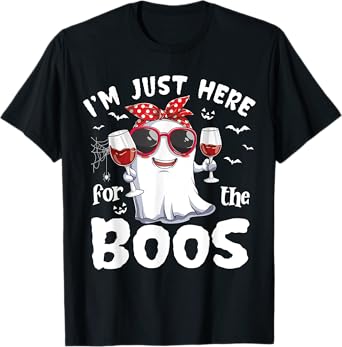 I'm Just Here for The Boos Funny Halloween Women Ghost T-Shirt