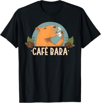 Cafébara Cafe Bara X Water Pig Funny Coffee Capybara T-Shirt