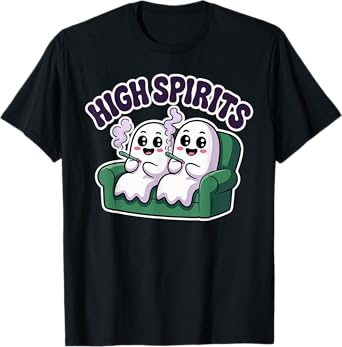 High Spirits Funny Ghost Weed Halloween Humor T-Shirt