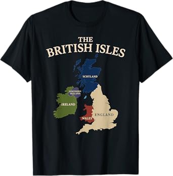British Isles Sea Ireland Scotland Wales England Map Coins T-Shirt