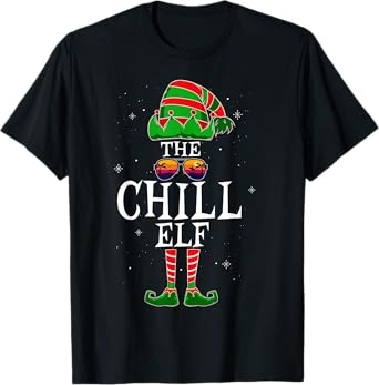 The Chill Elf Group Matching Family Christmas Holiday Funny T-Shirt