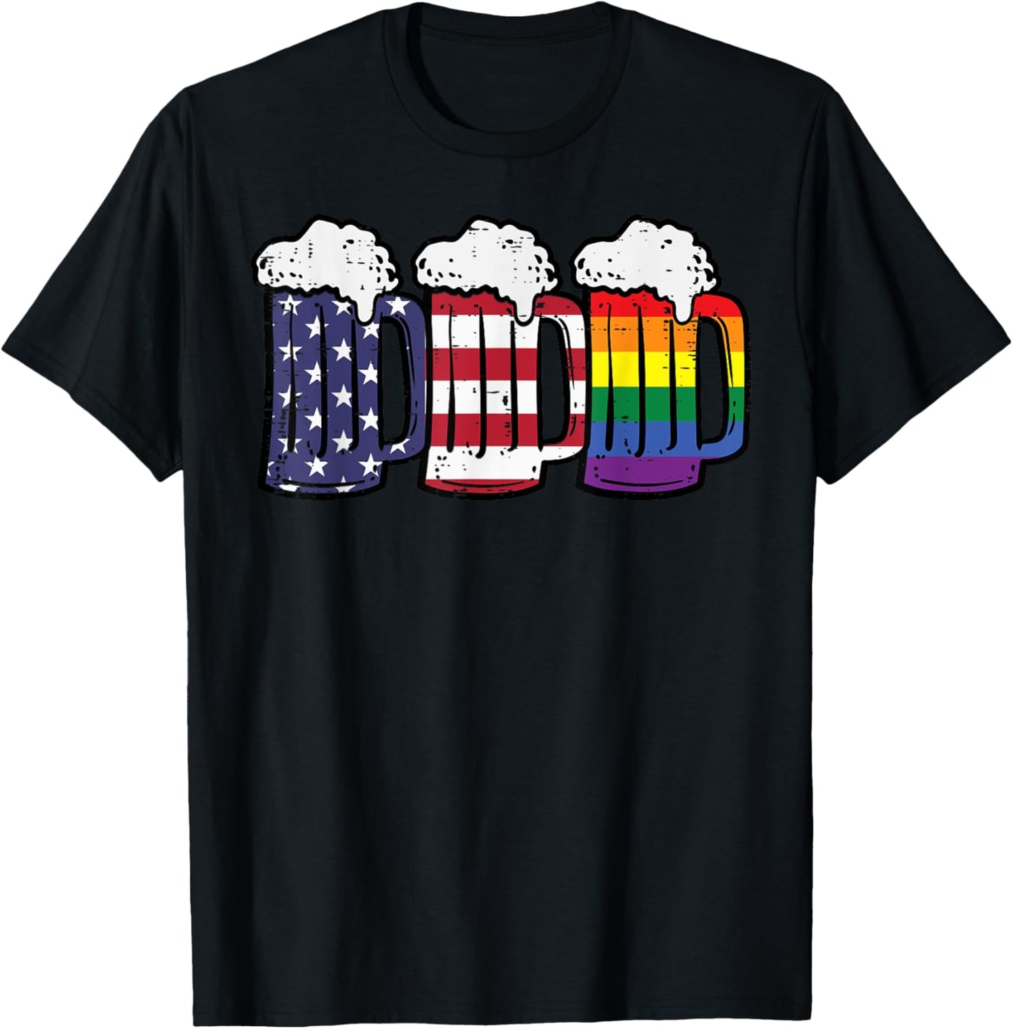 3 Rainbow Mugs Fourth Gay Pride LGBT 4th Of July Patriotic T-Shirt