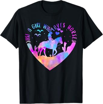 Just A Girl Who Loves Horses, Girls Horse Horseback Riding T-Shirt