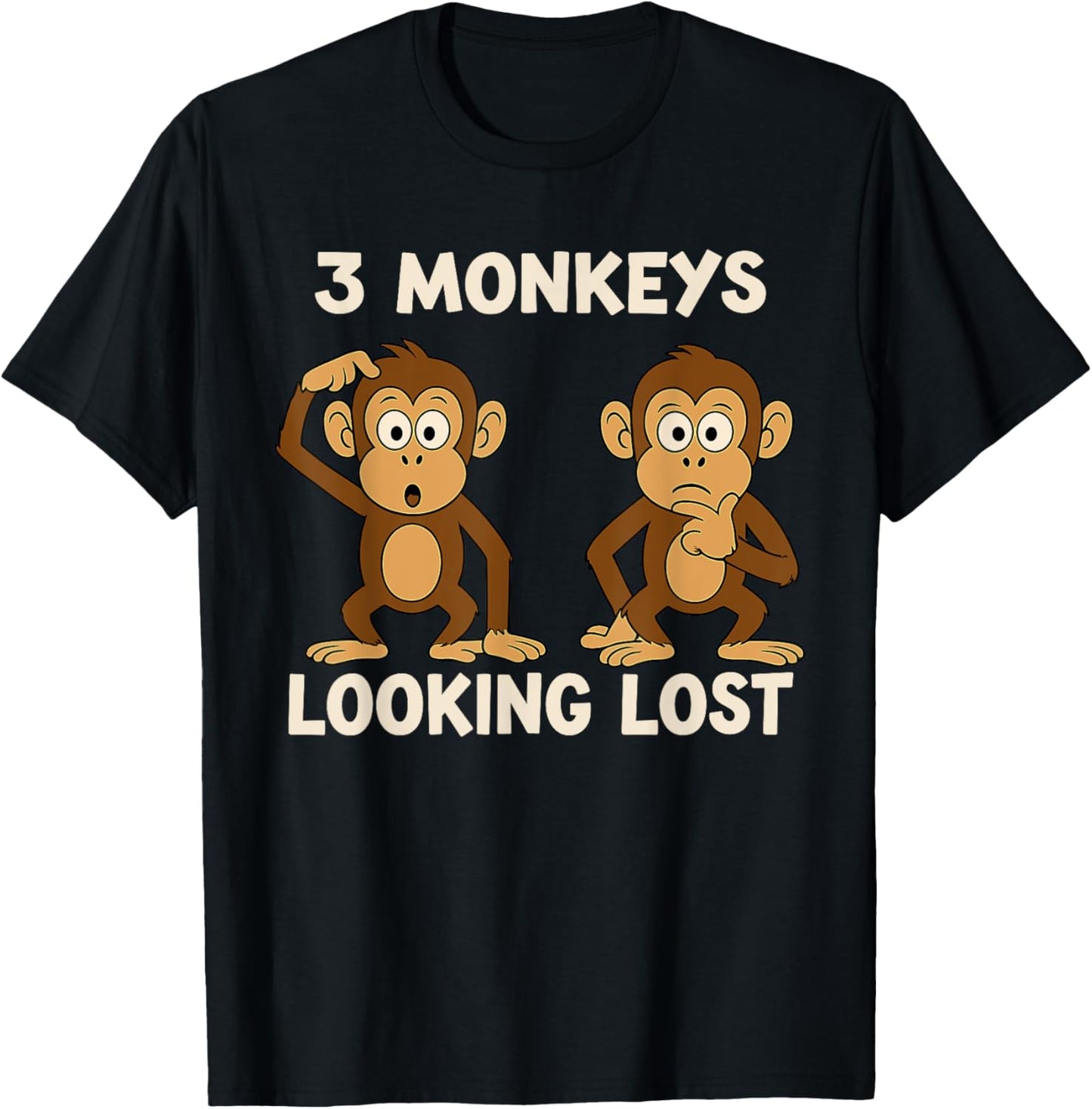 Sarcastic Kid Humor Three Monkeys Looking Lost Sarcasm Funny T-Shirt