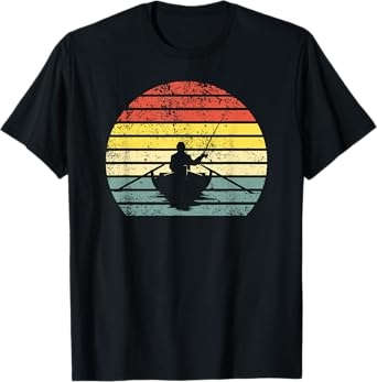 Vintage Fisherman In Boat Retro Fishing T-Shirt