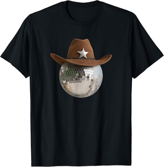 Country Music Rodeo Cowgirl Western Texas Cowboy Disco Ball T-Shirt