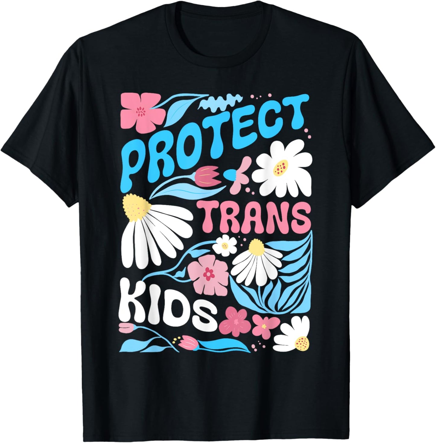 Boho Floral LGBTQ Ally Trans Pride Flag T-Shirt