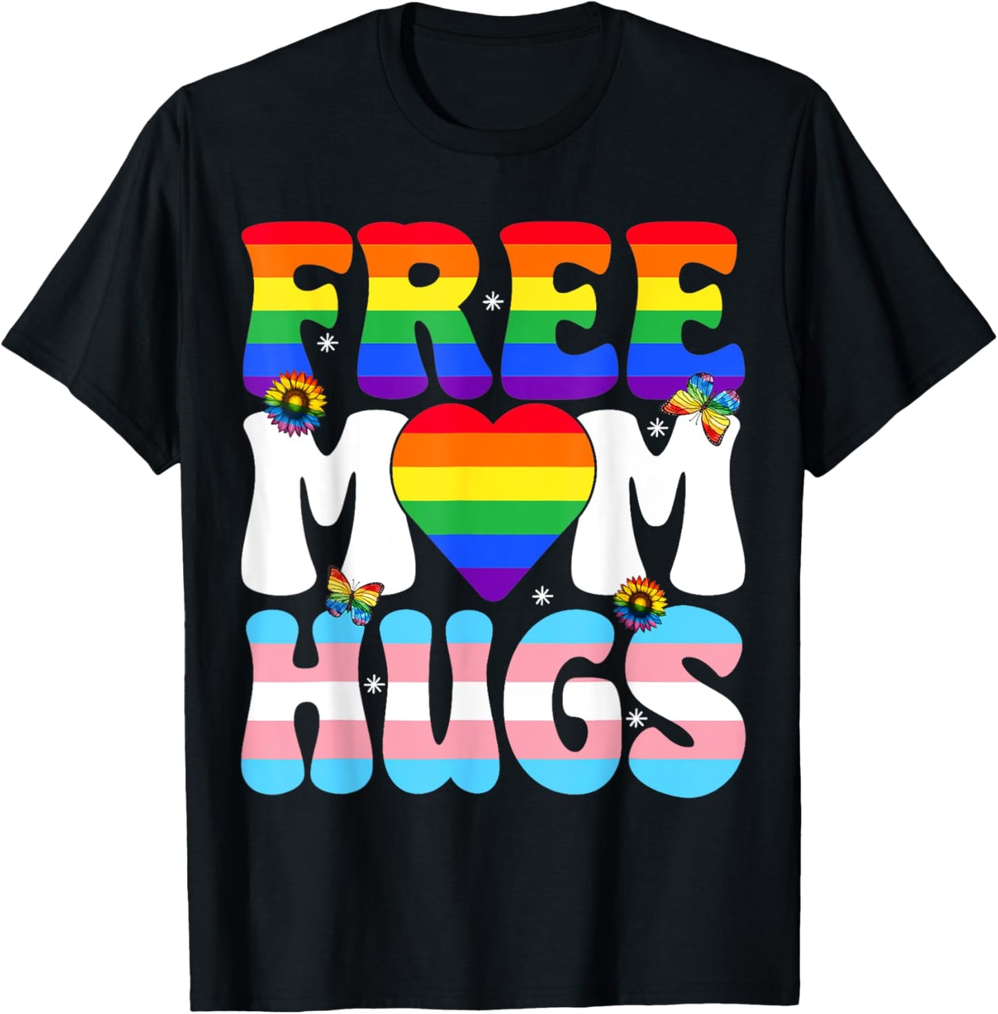 Free Mom Hugs Shirt - LGBT Rainbow Sunflower T-Shirt